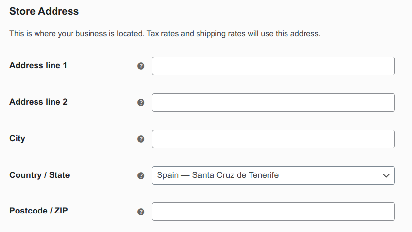 Store Address Settings